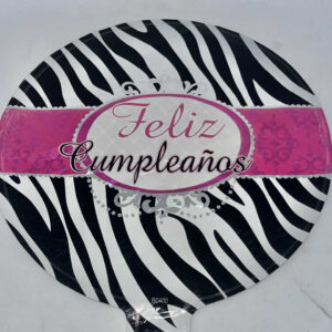 GLOBO FELIZ CUMPLEANOS MINI CEBRA Y FUXIA