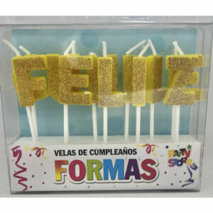PACK VELAS FELIZ CUMPLE DORADO