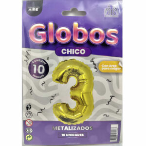 GLOBO NUMERO 3 DORADO , 16"