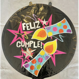 GLOBO FELIZ CUMPLEANIOS NEGRO CON VELAS GRANDES
