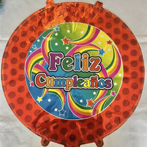 GLOBO FELIZ CUMPLEANIOS ROJO CON ARCOIRIS