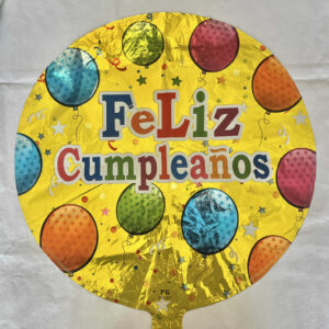 GLOBO FELIZ CUMPLEANIOS DORADO GLOBOS MULTICOLOR