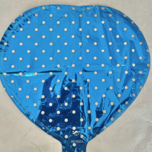 GLOBO CORAZON AZUL CON PUNTITOS BLANCOS 5"