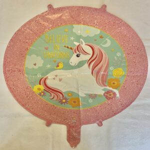 GLOBO UNICORNIO ROSA Y AQUA 18" 45 cm