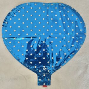 GLOBO CORAZON AZUL CON PUNTOS BLANCOS 10" 25 cm